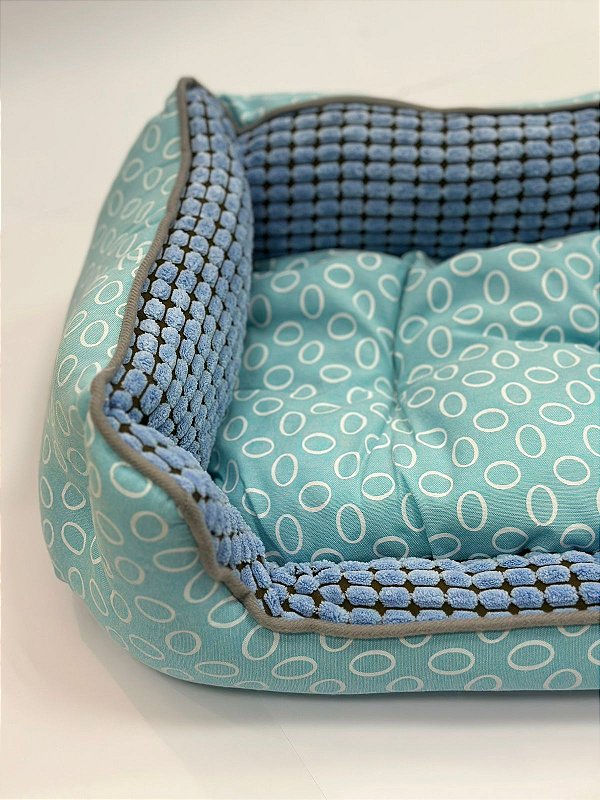 Cama para Pet Cão ou Gato 45x37x19cm (M) - Estampa Círculos Azul