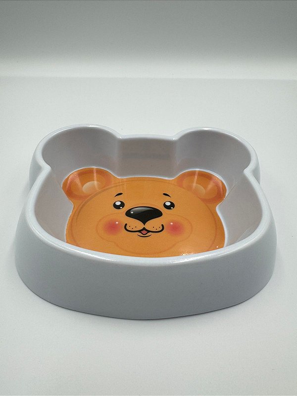 Comedouro/Bebedouro para Pet Cão ou Gato 12,5x16x3,5cm (P) - Ursinho