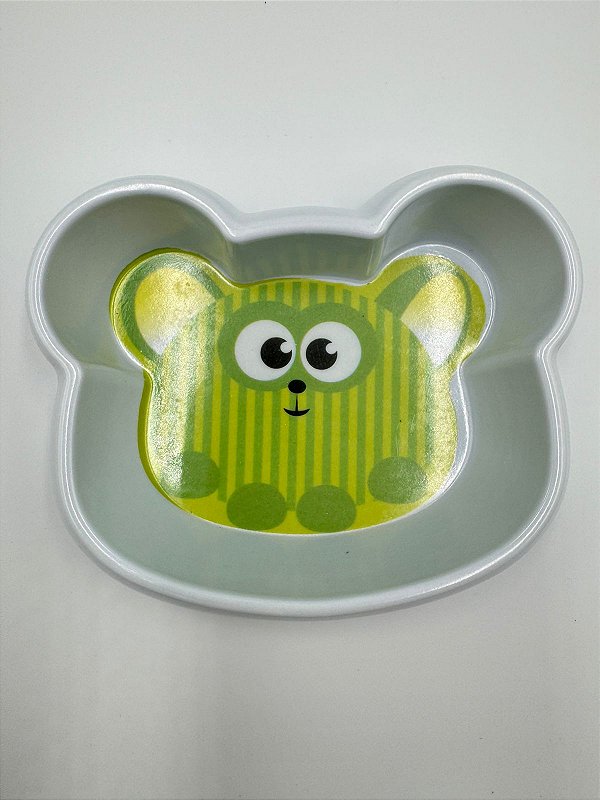 Comedouro/Bebedouro para Pet Cão ou Gato 12,5x16x3,5cm (P) - Ursinho Verde