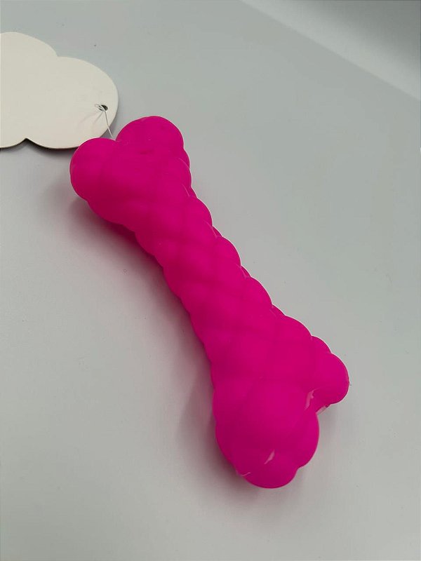 Brinquedo para Pet Cão | Osso Mordedor de Silicone | Rosa