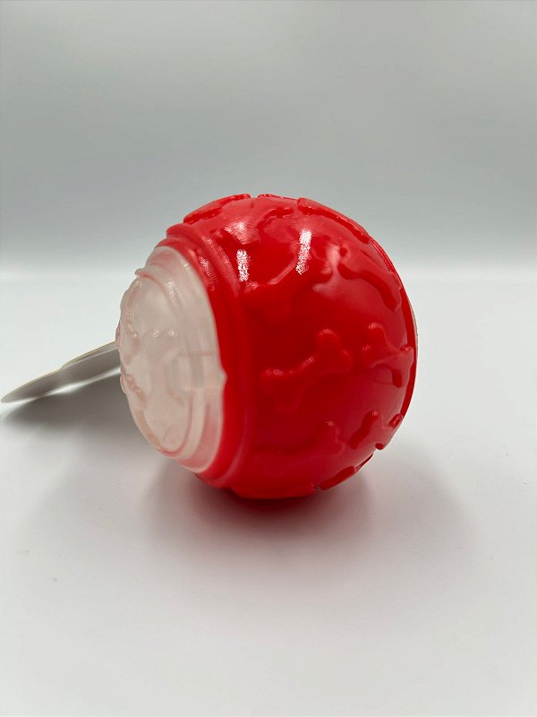 Brinquedo Para Pet Cão| Silicone | Bola Texturizada com Ossinhos | Vermelho