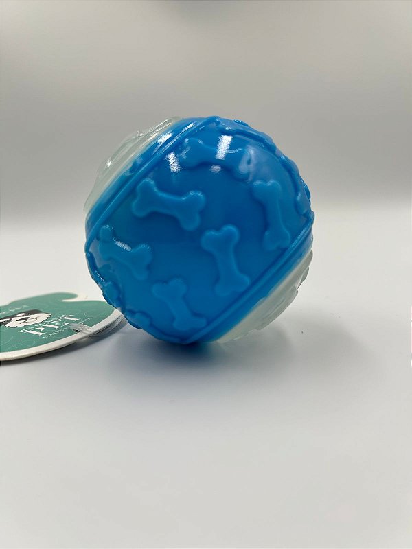Brinquedo Para Pet Cão| Silicone | Bola Texturizada com Ossinhos | Azul
