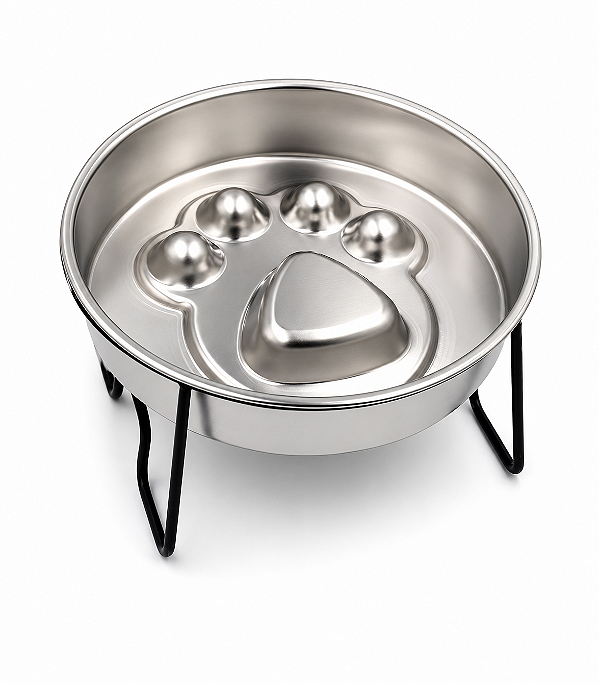 Comedouro/Bebedouro Elevado 11cm Inox 22cm Cães E Gatos