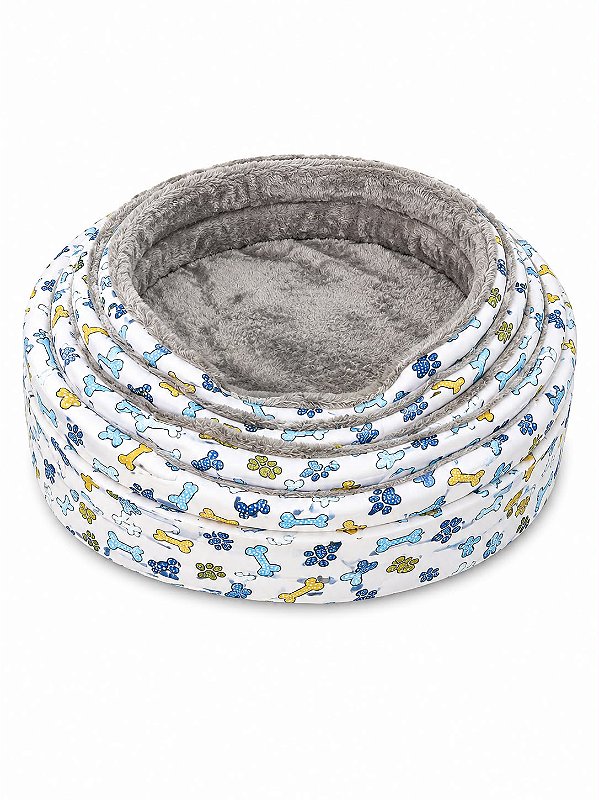 Cama Para Pet Cão Ou Gato Ninho Cinza Ossos E Patas