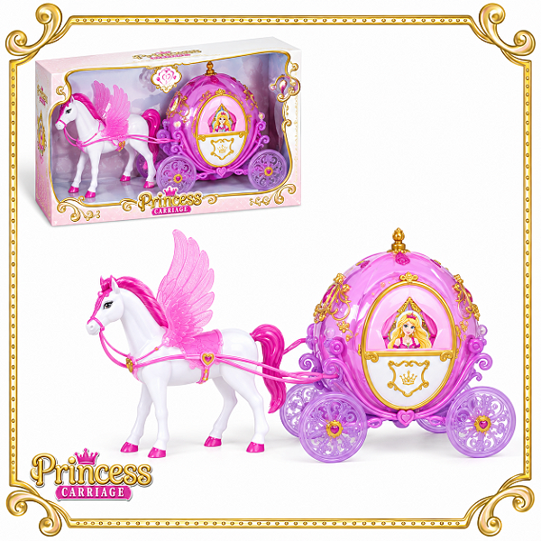 Conjunto Brinquedo Carruagem Elétrica com Cavalo