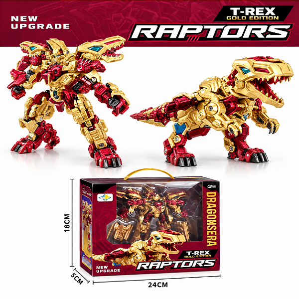Brinquedo Robô Transformável Dino T-REX Dourado