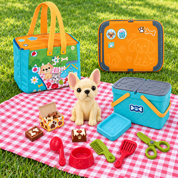 Kit Infantil de Pet Care com Cachorrinho, Cesta e Acessórios