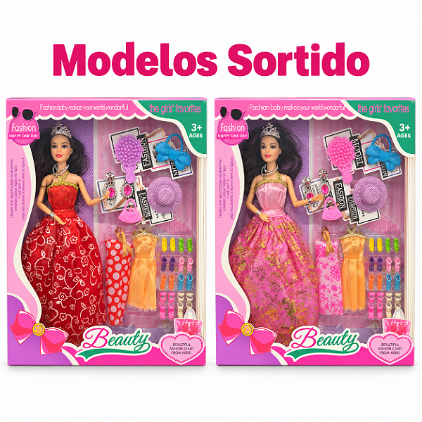 Boneca Fashion Beauty c/ Roupas e Acessórios - Modelos Sortidos