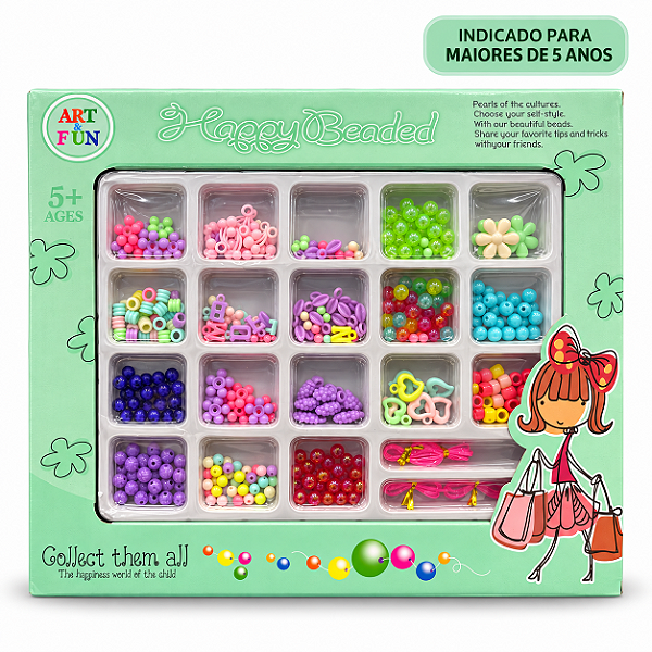 Kit Infantil de Miçangas para Fazer Pulseiras e Colares