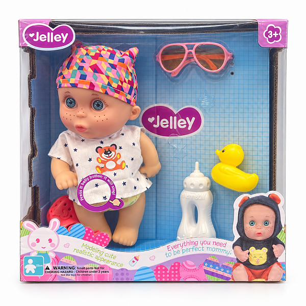 Boneca Bebê Jelley com Mamadeira e Acessórios