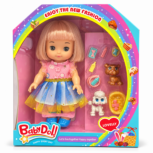 Boneca Baby Doll 25cm com Acessórios Modelos Sortidos