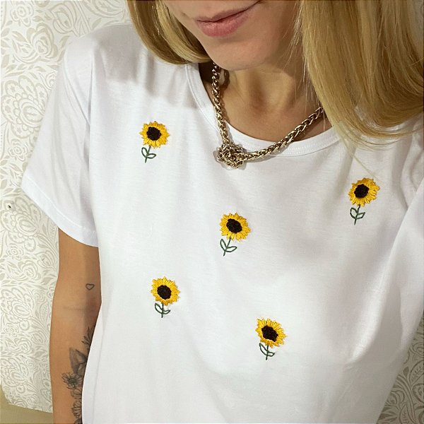 Camiseta Girassóis Branca