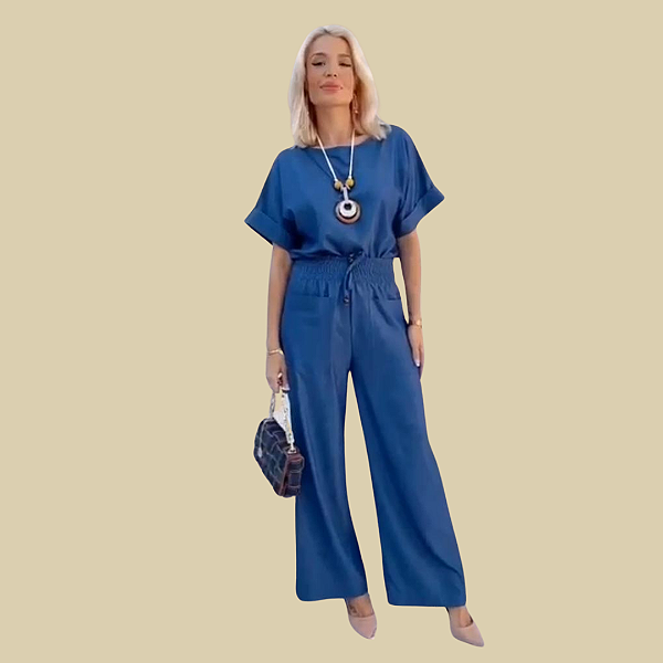 Conjunto All jeans em Malha Chambre