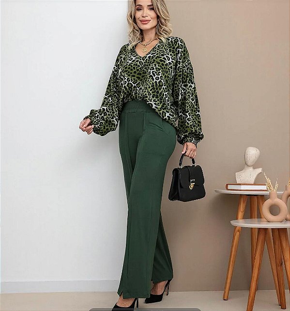 Blusa animal print verde