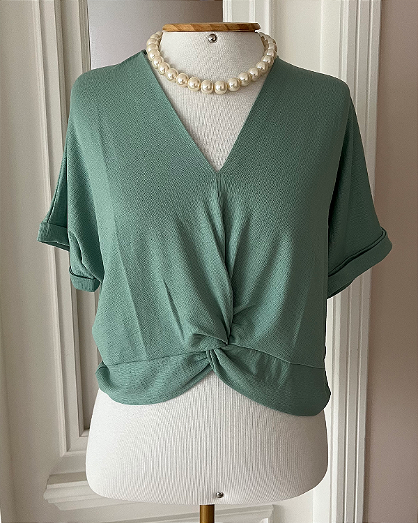Blusa Viscolycra Maquinetada Nó Verde