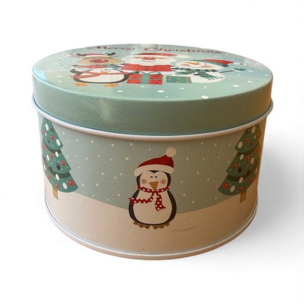 Pote de Metal azul Merry Christmas