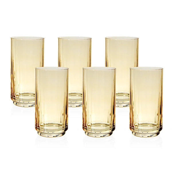 Jogo de Copos 6 Peças Lustro 500ml Âmbar