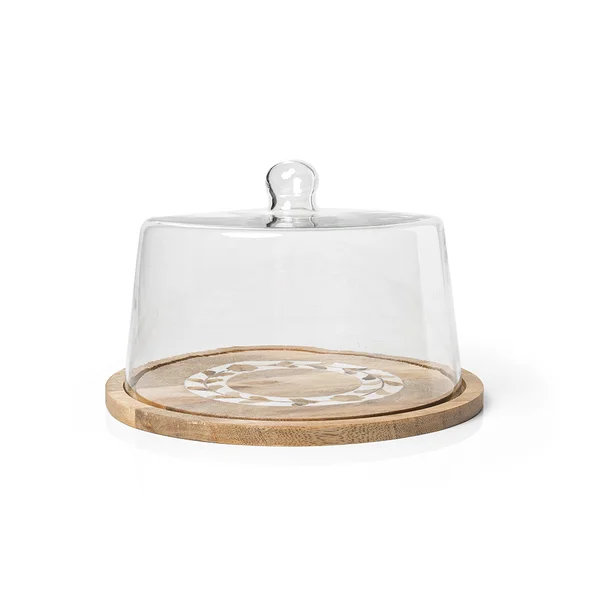 Porta Bolo Colonial Vidro e Madeira – 30 cm