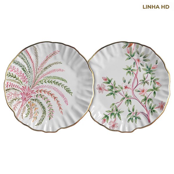 Prato Raso Pink Palm ( 6 unidades)