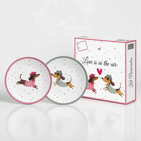 Kit 02 Pratos Sobremesa Love Is In The Air