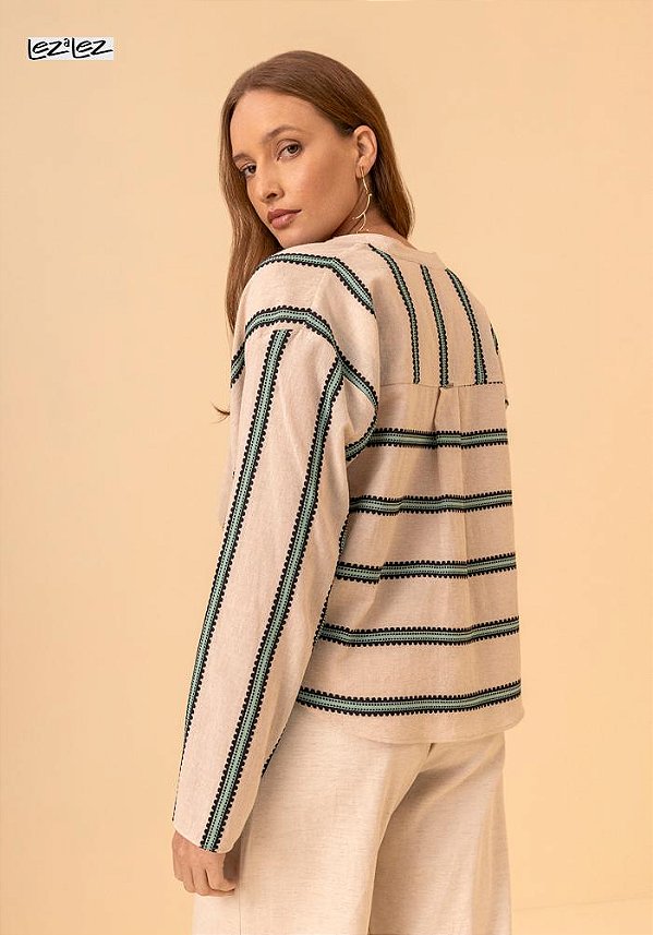 CAMISA TECIDO LISTRADO VERDE