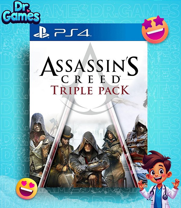 ASSASSIN'S CREED TRIPLE PACK: BLACK FLAG, UNITY, SYNDICATE (BUNDLE) - PS4 MÍDIA DIGITAL