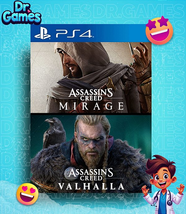 ASSASSIN'S CREED MIRAGE + VALHALLA (BUNDLE EDITION) - PS4 MÍDIA DIGITAL
