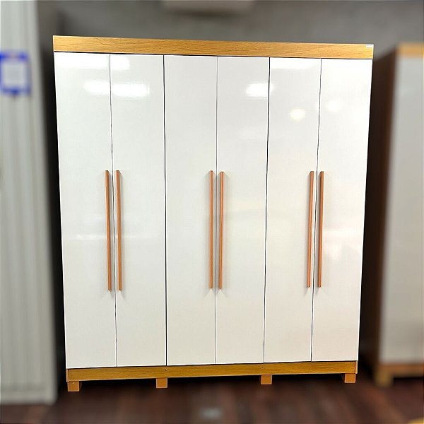 ROUPEIRO HAWAII 6 PORTAS C/ PES - NATUR/OFF WHITE/NATUR