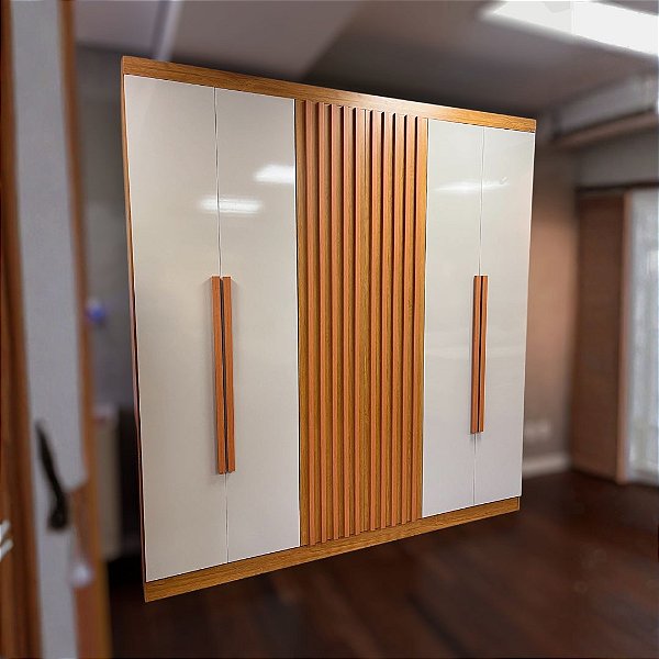 ROUPEIRO DENVER 6 PORTAS C/ PES - NATUR/OFF WHITE/NATUR