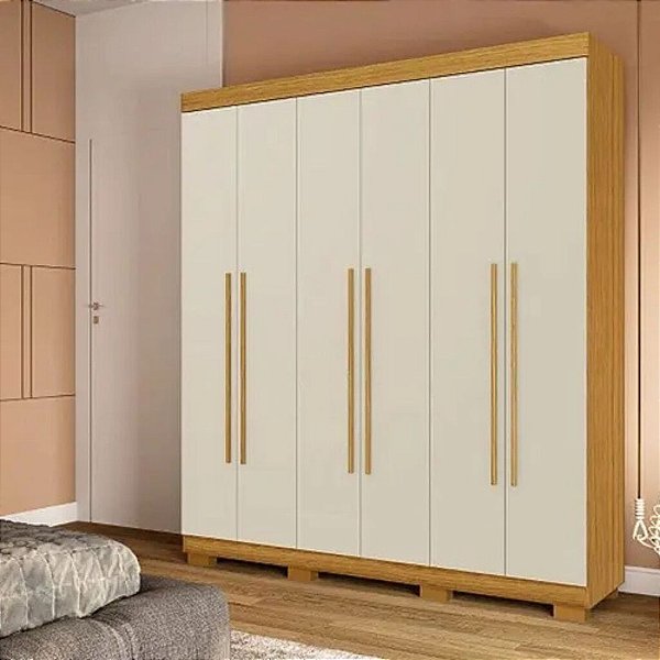 ROUPEIRO CASAL 6 PORTAS PAOLLA  - CINAMOMO/OFF WHITE