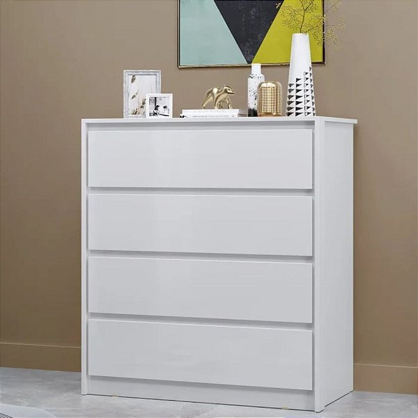 COMODA 4 GAVETAS CARLA BRANCO NEVE