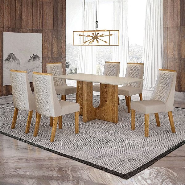 CONJ.MESA DORA 1600 C/06 CADEIRAS DORA-(25MM) - BG02 CIN/OFF