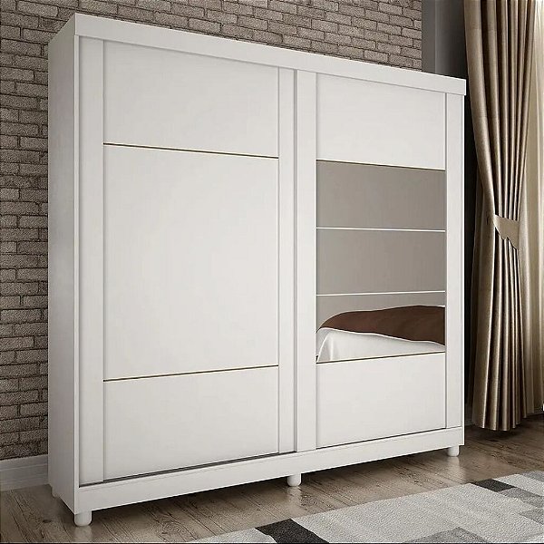 GUARDA ROUPAS MADRI 2 PTS C/ESPELHO - BRANCO