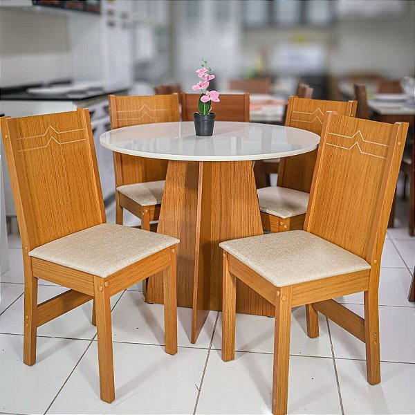 Conjunto de Mesa Redonda Elane com 4 Cadeiras