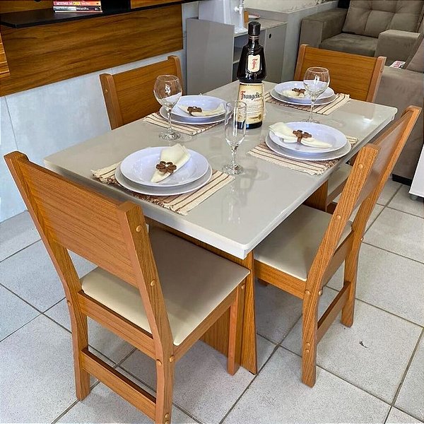Conjunto de Mesa Retangular Destak com 4 Cadeiras