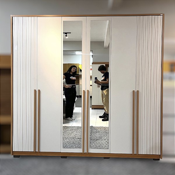 ROUPEIRO ATLANTA 6 PTS - COM ESPELHO CINAMO/OFF