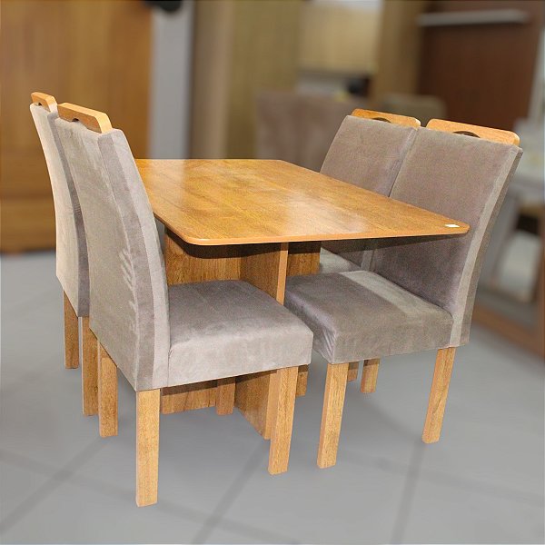 MESA SALINAS 1,20X0,80 C/04 CAD.LONDRES TAMPO LONDRES CINAMOMO S/VDO - TECIDO 168 CINAMOMO