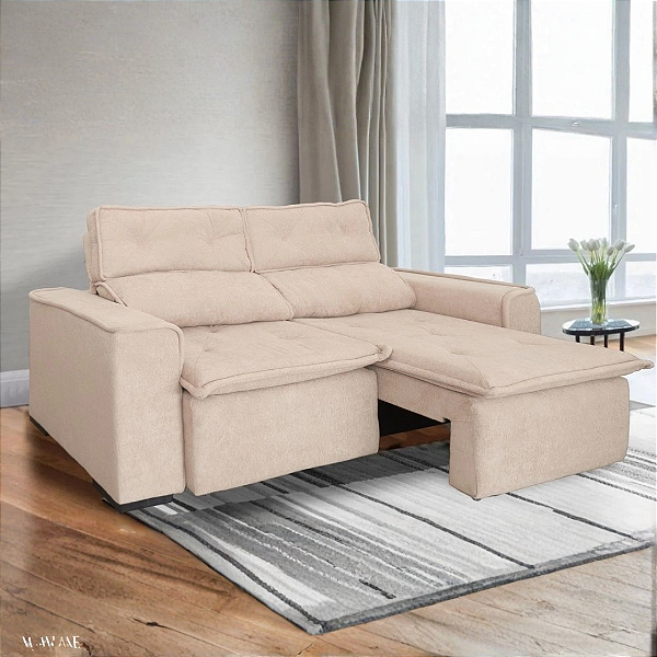 SOFÁ RETRÁTIL E RECLINÁVEL MEDELLIN 3 LUGARES - LINHO BEGE