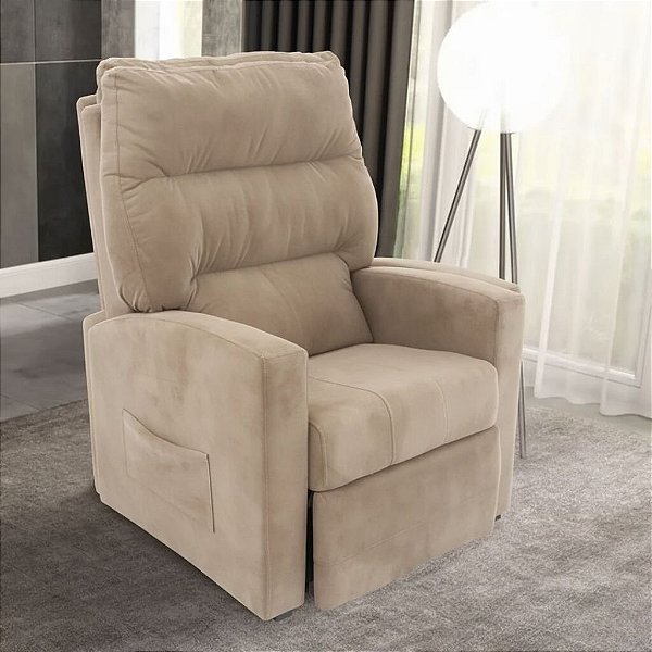 POLTRONA DO PAPAI DUBAI - VELUDO BEGE