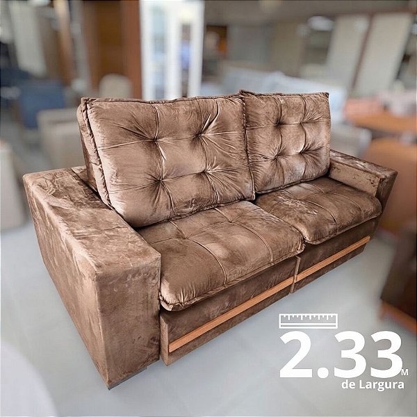 SOFA VITTO 2,3M VELUDO DELUXE MARROM