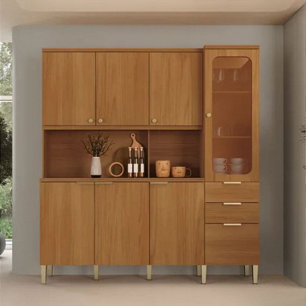 KIT COZINHA CARUARU 100% MDF 1800MM NATURE/NATURE 26