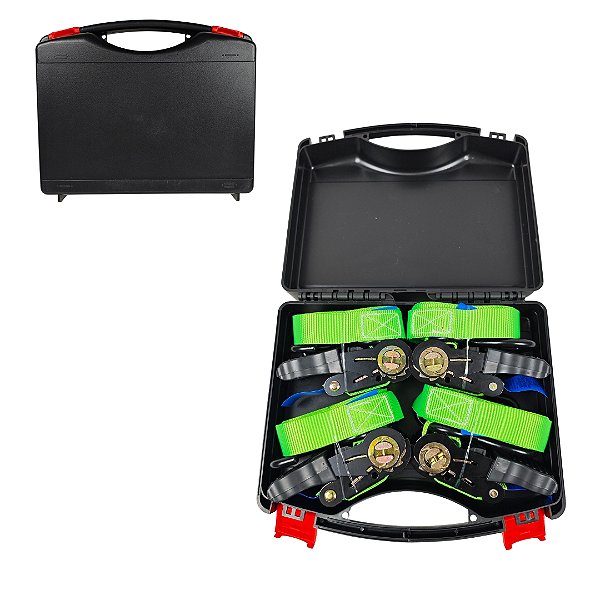 Jogo com 4 Cintas com Catraca 25mm x 5m – Gancho S – Capacidade até 400kg