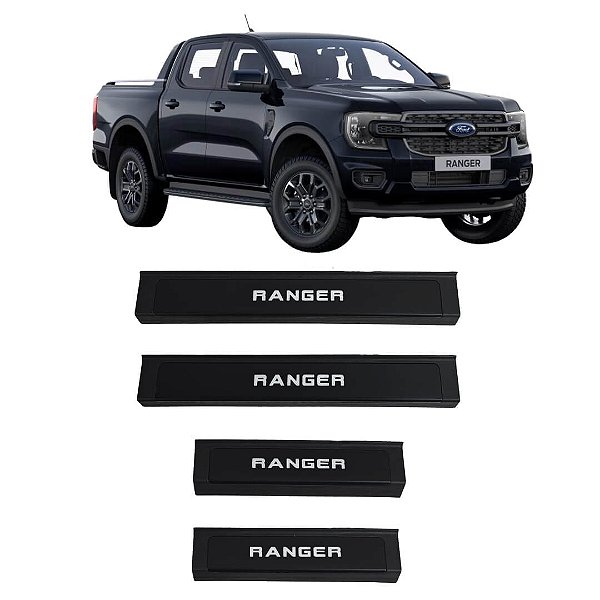 Soleira LED Ford Ranger T9 2024 a 2026 Preta Iluminada