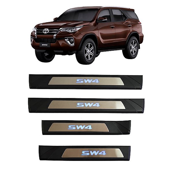 Soleira de Porta LED Toyota SW4 2016 a 2025 Aço Inox Escovado