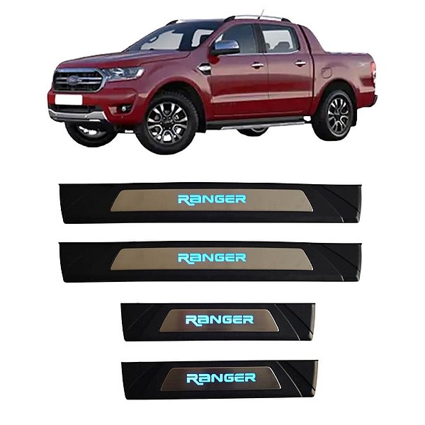Soleira LED Premium para Ford Ranger 2016 a 2022 – Aço Inox Escovado