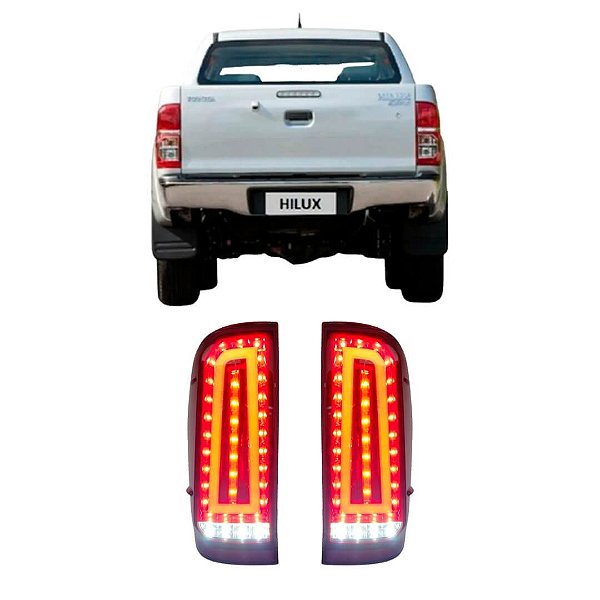 Lanterna Traseira Full LED Emotion Fumê Toyota Hilux 2005 a 2015