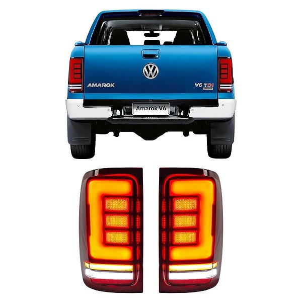 Lanterna Traseira Full LED Volkswagen Amarok 2008 a 2024 com Seta Sequencial