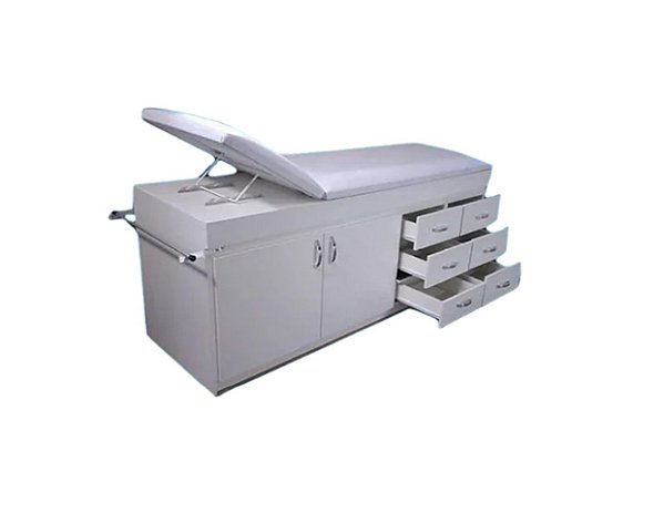 MESA DE EXAME CLINICO EM MDF BALCÃO COM PORTAS E GAVETAS