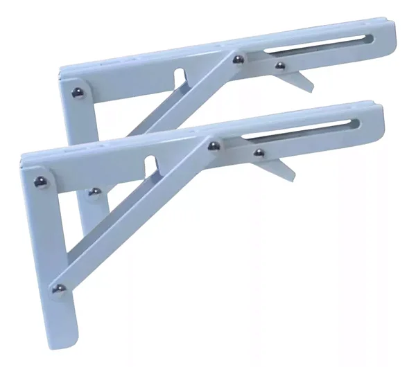 Par Suporte Mão Francesa Articulado Dobrável Cantoneira 25cm