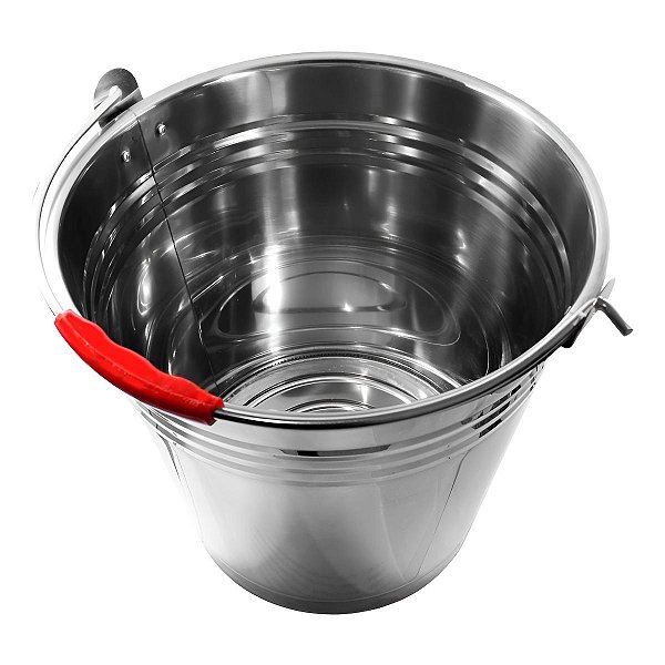 Balde Gelo Garrafas Grande Aço Inox Alça Arco 26x28cm 10 L Cor Cromado